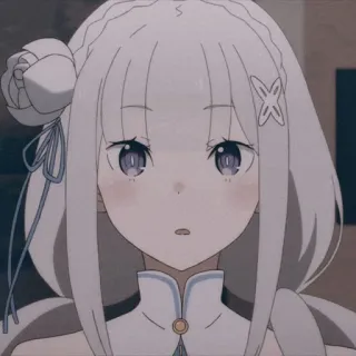🦕 Emilia Re:Zero − Starting Life in Another World anime, female, Emilia, Re:Zero, character, white hair telegram sticker