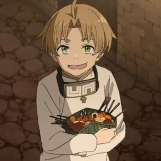 😈 Anime, Jongen, Eten, Glimlach telegram sticker