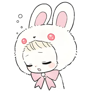 😴 thỏ, dễ thương, buồn ngủ, hoạt hình, cô gái, động vật, kawaii telegram sticker