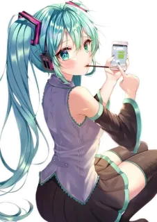 🤳 Hatsune Miku Anime, Manga, Vocaloid, Hatsune Miku, Chica, Auriculares, Idol telegram sticker
