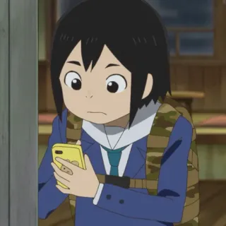 📲 Anime, Escola, Mochila, Telefone, Menino, Sério telegram sticker