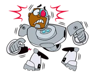 😝 Cyborg Teen Titans Go! Cartone animato, Supereroe, Cyborg, Teen Titans Go, Rabbia, Macchina telegram sticker