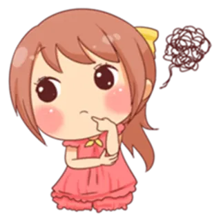 🤔 アニメ 女の子, かわいい, 考え中, 困惑, イライラ, ちび, 女の子, アニメ telegram sticker