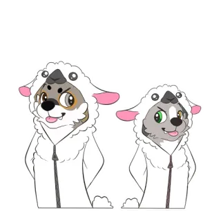🐺 chien, dessin animé, animal, mignon, mouton, kigurumi, déguisement telegram sticker