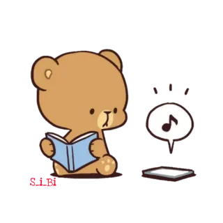 📱 orso, lettura, libro, musica, carino, cartone animato telegram sticker