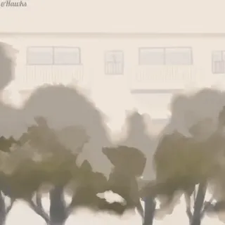 🎋 Hawks 風景, 建物, 木, 都市 telegram sticker