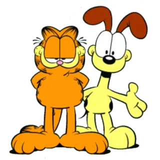 👀 Garfield cartoon, cat, dog, orange, yellow, comic whatsapp sticker