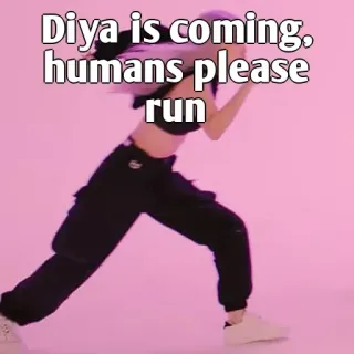 👀 Diya Diya is coming, humans please run correre, attenzione, umorismo, meme, ballo telegram sticker