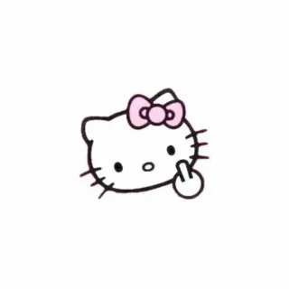 🍓 Hello Kitty Hello Kitty, cute, cartoon, middle finger, offensive gesture, bow, cat telegram sticker