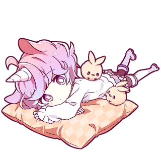🫤 애니메이션, 유니콘, 토끼, 베개, 카와이, 귀여운 telegram sticker