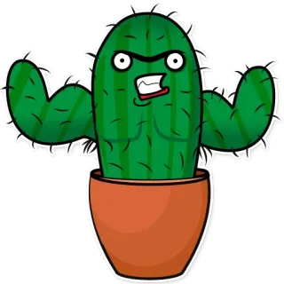 🤯 선인장, 식물, 화난, 근육, 만화, 웃긴, 화분, 사막 telegram sticker