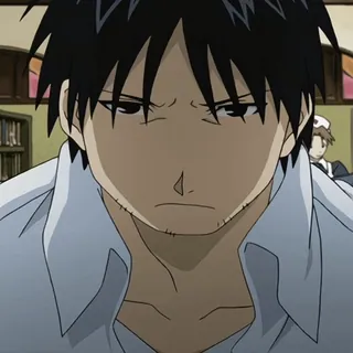 💙 Roy Mustang Fullmetal Alchemist Roy Mustang, Fullmetal Alchemist, anime reaction, annoyed, disappointed, bored, expression sheet telegram sticker