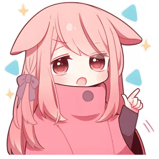 😶 Anime, Fofo, Rosa, Chibi, Kawaii, Adesivo whatsapp sticker