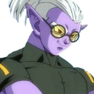 😏 Oguma Dragon Ball Super 애니메이션, 보라색, 엘프, 안경 telegram sticker