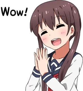👏 Wow! anime, girl, wow, happy, schoolgirl telegram sticker