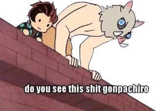 👀 do you see this shit gonpachiro demon slayer, anime, meme, funny, gonpachiro, tanjiro, inosuke telegram sticker