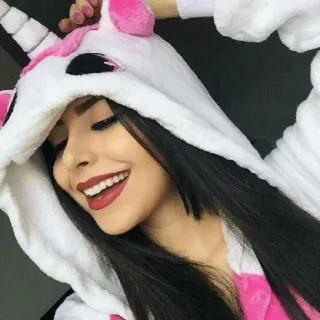 😊 unicórnio, kigurumi, hoodie, mulher, pijama telegram sticker
