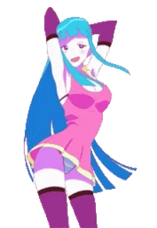 💃 Anime, Mujer, pelo azul, bailando, dibujos animados, personaje telegram sticker