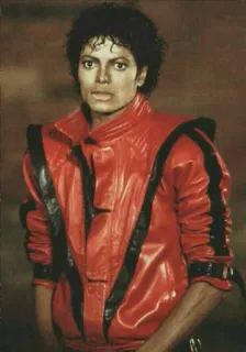 😐 Michael Jackson Thriller 迈克尔·杰克逊, 颤栗, 音乐, 红色夹克, 歌手, 流行 telegram sticker