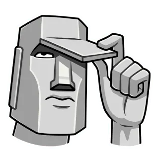 🧢 Moai, Isola di Pasqua, Statua, Pietra, Cappello, Saluto telegram sticker