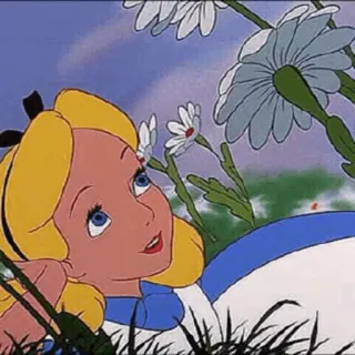 🖤 Alice Alice in Wonderland Alice, Alice in Wonderland, Disney, cartoon, character, flowers, dreamy telegram sticker