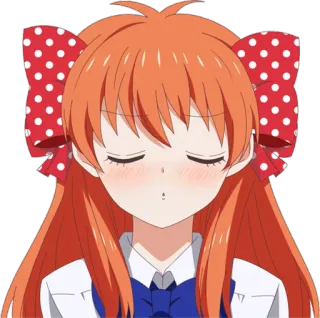 😘 anime, girl, cute, red hair, polka dots, bows, cartoon telegram sticker