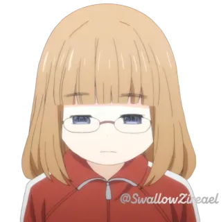 😔 @SwallowZin Anime, Cô gái, Kính, Buồn, Dễ thương, Hoạt hình telegram sticker