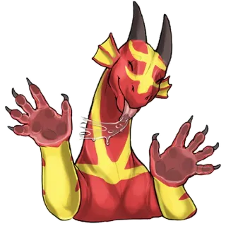 👅 Drache, Fantasy, Kreatur, Schuppen, süß, rot, gelb whatsapp sticker