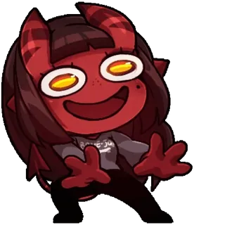 👯♀️ Bone-Jour diavolo, anime, ragazza, carina, rosso, cartone animato whatsapp sticker