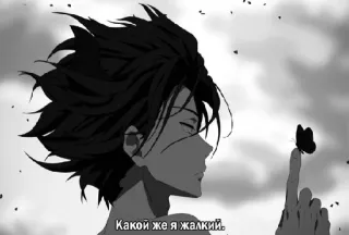 😢 Какой же я жалкий. Anime, Homme, Papillon, Triste, Noir et blanc telegram sticker
