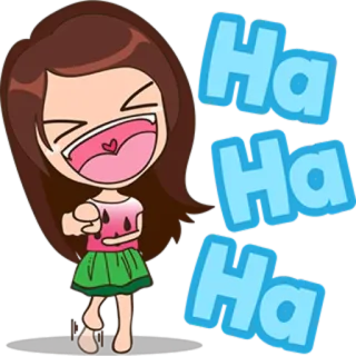 😆 Ha Ha Ha desenho animado, rindo, garota, emoji telegram sticker