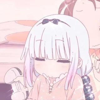 🍬 Kanna Kamui Miss Kobayashi's Dragon Maid 애니메이션, 카와이, 칸나, 드래곤 메이드, 귀여운, 자는 whatsapp sticker