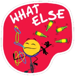 ❔ WHAT ELSE Alkohol, Sulap, Sepeda roda satu, Botol, Pesta telegram sticker