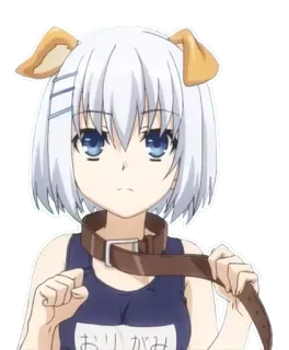 😏 おりがみ Anime, Ragazza, Cane, Collare, Carino, Cartone animato whatsapp sticker