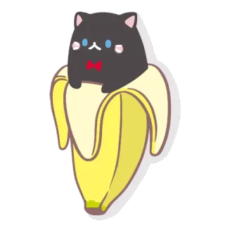 🌚 mèo, chuối, dễ thương, nhãn dán, hoạt hình, động vật, trái cây, thú cưng telegram sticker