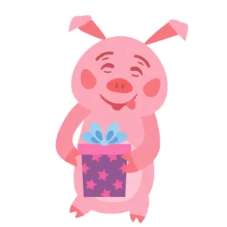 🐷 cochon, animal, cadeau, présent, fête, mignon, dessin animé whatsapp sticker