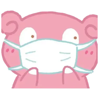 😷 곰, 귀여운, 스티커, 분홍색, 마스크, 보호, 카와이 whatsapp sticker