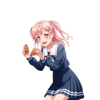 🥮 Anime, Meisje, Schooluniform, Snack, Schattig, Kawaii telegram sticker