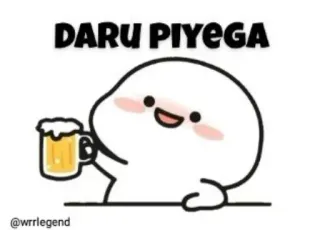 🍷 DARU PIYEGA Cartoon, Alkohol, Trinken, Bier, Niedlich, Illustration, Hindi telegram sticker