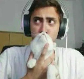 🐱 homem, gato, fones de ouvido, pessoa, animal de estimação telegram sticker