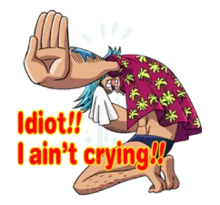 ✋ Idiot!!
I ain't crying!! bodoh, menangis, anime, ekspresi, kartun, emosi, air mata whatsapp sticker