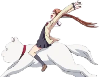 ❄ anime, girl, dog, riding, cartoon, japanese, manga, animated telegram sticker