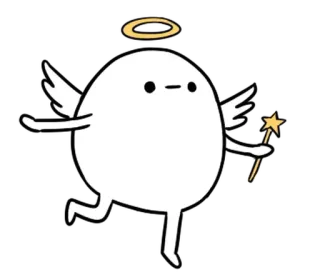 🥚 anjo, fofo, asas, auréola, varinha mágica, desenho animado, personagem telegram sticker