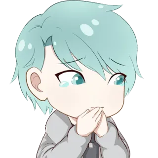 😢 triste, piangere, anime, chibi, illustrazione, carino telegram sticker