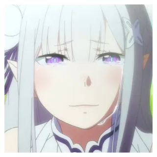 🧁 Emilia Re:Zero anime, linda, chica, llorando, triste, Emilia, Re Zero whatsapp sticker