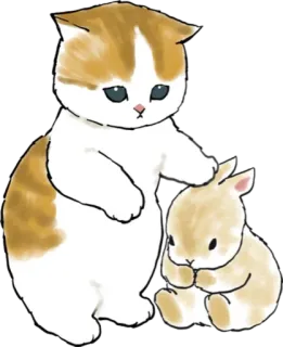 🥺 cat, rabbit, cute, bunny, animals, friendship telegram sticker