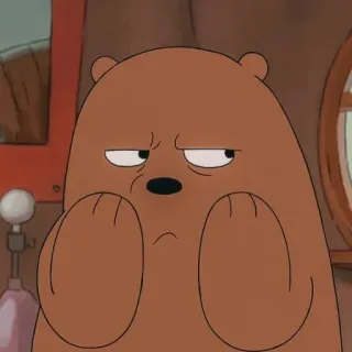 😒 Grizz We Bare Bears ours, dessin animé, We Bare Bears, Grizz, drôle, expression, série TV telegram sticker