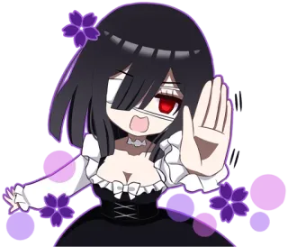 🤚 anime, girl, stop, one eye whatsapp sticker