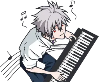 😄 Kaworu Nagisa Neon Genesis Evangelion anime, character, music, piano telegram sticker