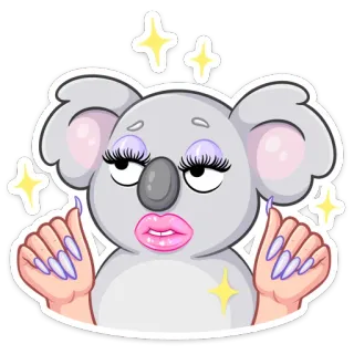 💅 Koala, Tier, Make-up, Cartoon, Sticker whatsapp sticker